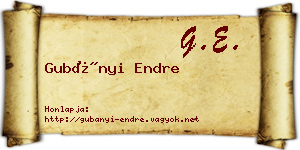 Gubányi Endre névjegykártya