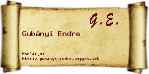 Gubányi Endre névjegykártya